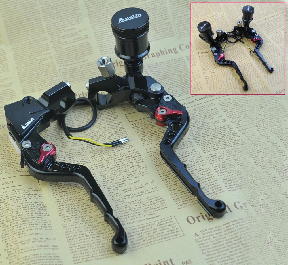 

Adelin Black Universal CNC Moto Motorcycle Hydraulic Pump Brake Clutch Cable line Master Cylinder Lever Adjustable Aluminum allo