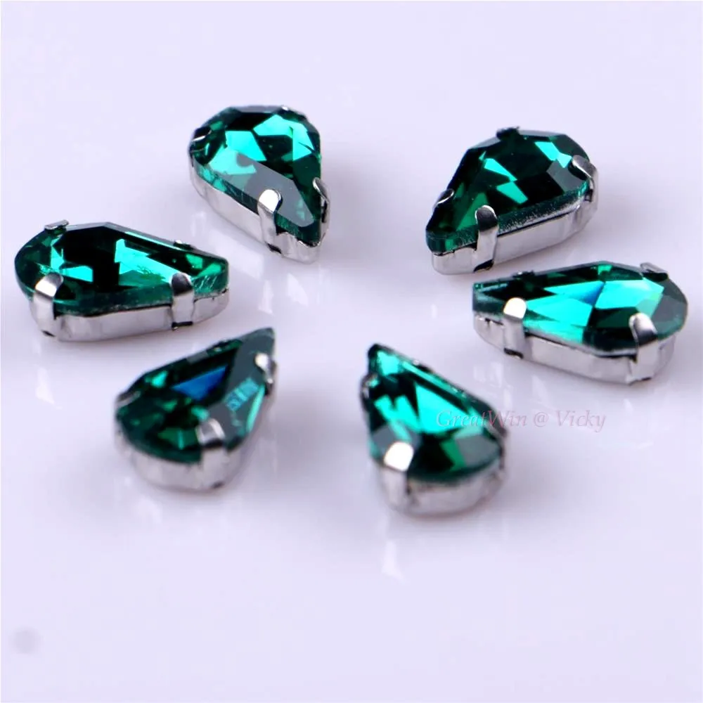 Elegant Teardrop Crystal Rhinestones with Claw Metal Base - 20 Piece Set