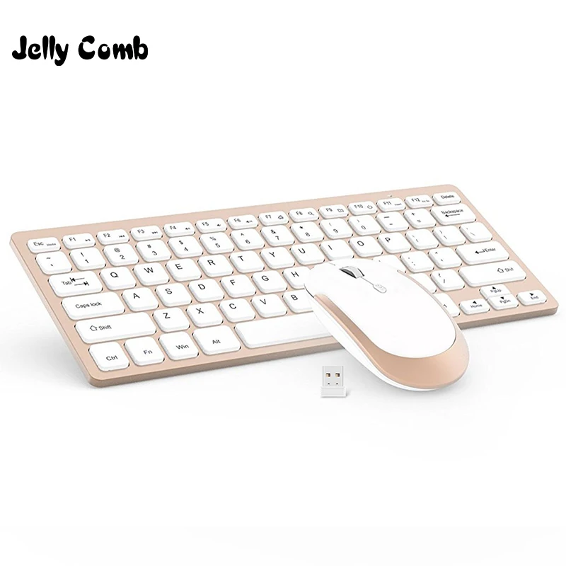  Jelly Comb 2.4G Wireless Keyboard Mouse Combo Set Ultra Slim Portable Keyboard and Mice for PC Desk