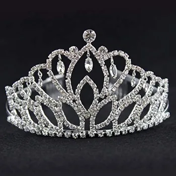 

Ladies Luxury Shining Rhinestone Queen Tiara Crown Bridal Wedding Fashion Hair Accessories Women Beauty Headpieces With Combs