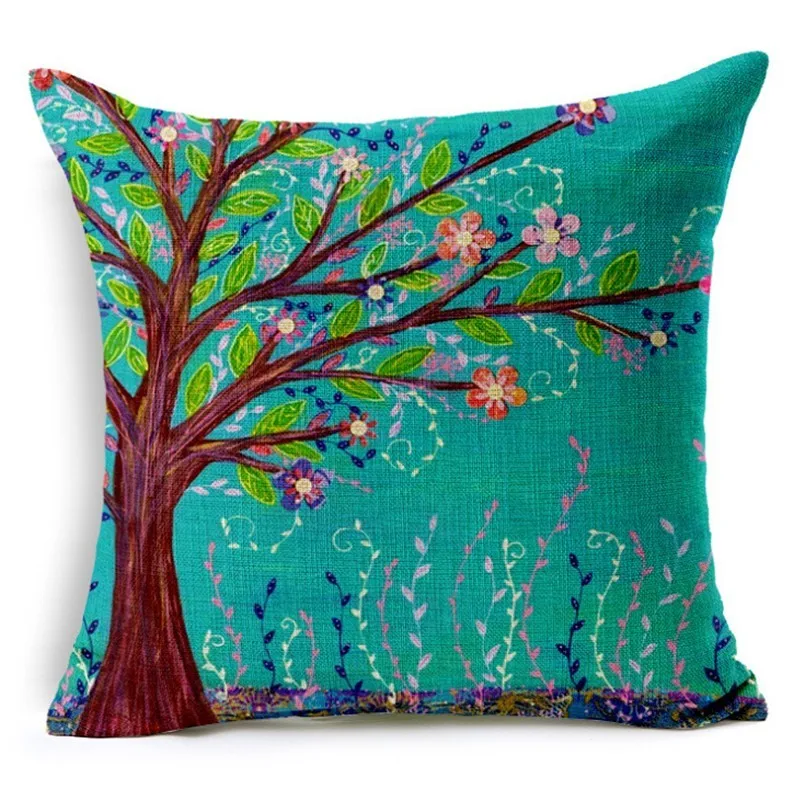 2015-Painting-flowers-and-trees-pillow-cushion-covers-45x45-birds-linen-Cojines-covers-Fresh-almofadas-para (1)