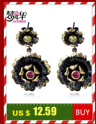 Dreamcarnival1989 New Arrive Women Luxury Unique Vintage Drop Earrings Black& Gold Contrast Siam Fuchsia Synthetic Cubic Zircon