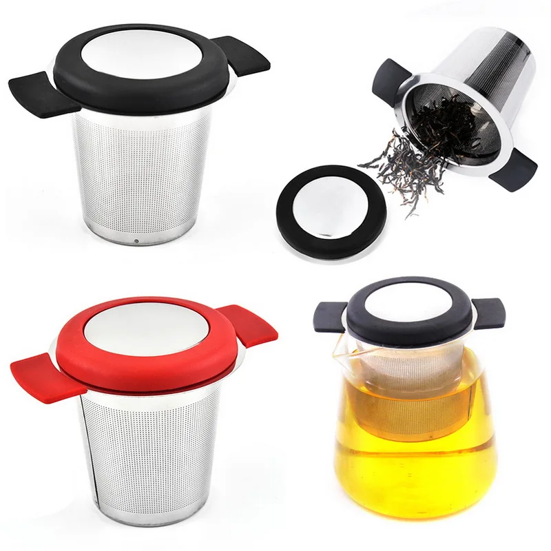 Чайная корзинка для заварки многоразовый фильтр из нержавеющей стали Сверхтонкий сетчатый фильтр для чая с ручкой и крышкой для сыпучих чайных фильтры для кофе
