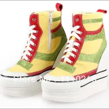 Новинка года; женская обувь наивысшего качества на высокой платформе со шнуровкой и толстой подошвой, визуально увеличивающая рост; модная повседневная парусиновая обувь на танкетке 13 см; ботинки