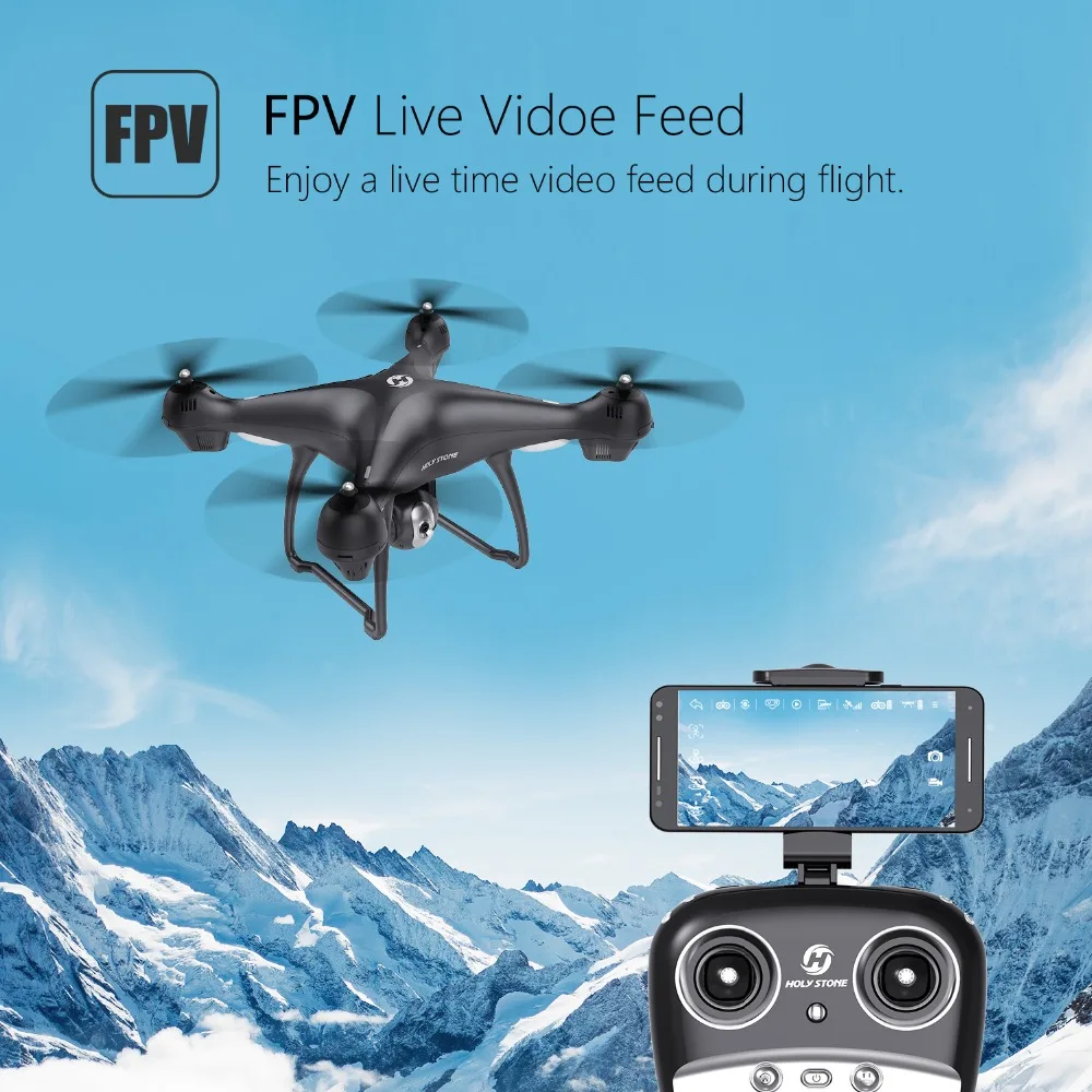 [EU USA Stock] Holy Stone HS100 GPS FPV RC Drone Wide Angle 720P 1080P Wifi Camera FPV Long Fly 7.4V 2500mA battery APP Control