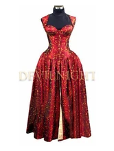 Red Printed Pattern Corset Victorian Dress Gothic Victorian Dress Patterns