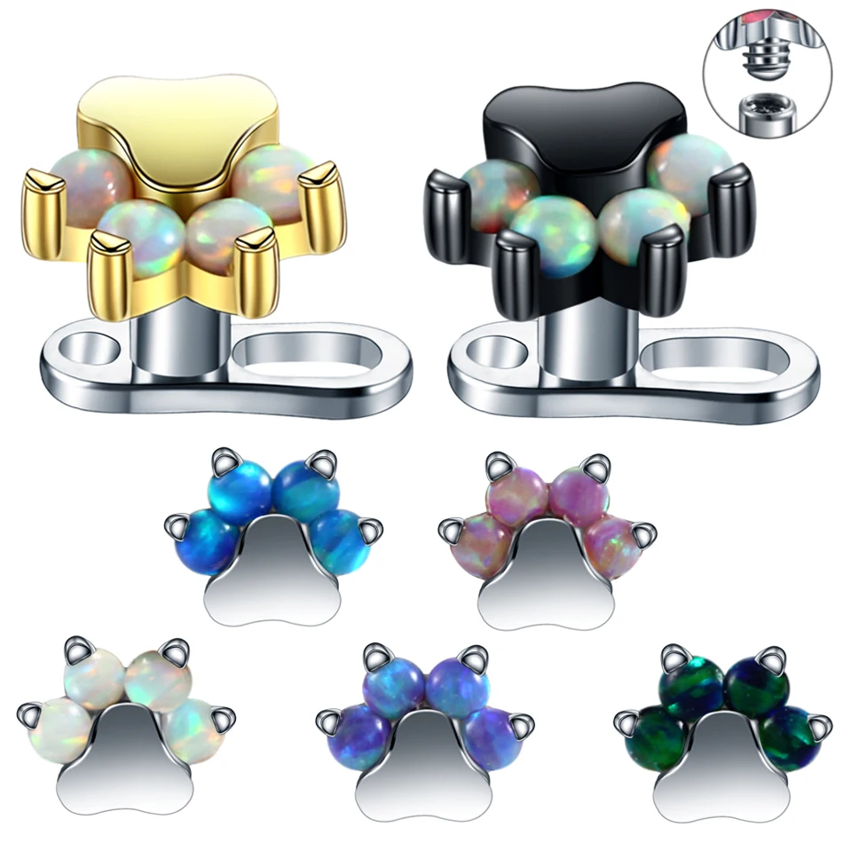 

1PC G23 Titanium Micro Dermal Anchor Base Skin Diver Steel Opal Tops Titanium Dermal Piercings Hide in Skin Screw Body Jewelry