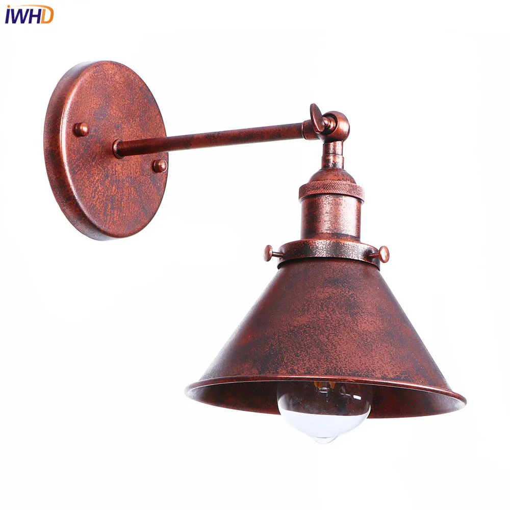 

IWHD Rust Retro Industrial Wall Light LED Bedroom Stair Bathroom Iron Metal Edison Vintage Wall Sconce Beside Lamp Home Lighting