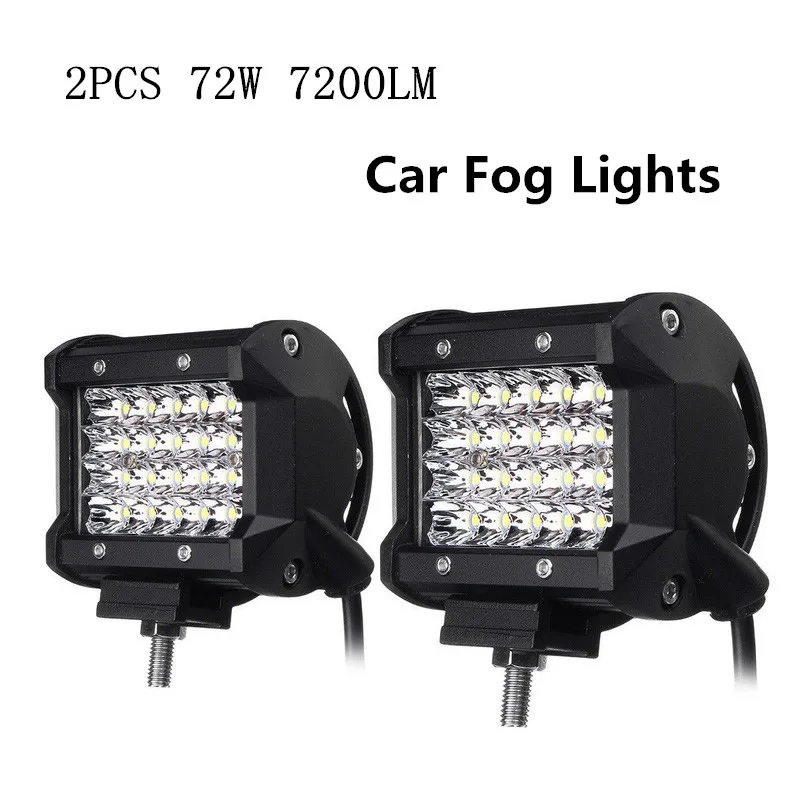 2pcs Foggy Lights 72W Car Fog Lights IP68 Waterproof Auto Back Light