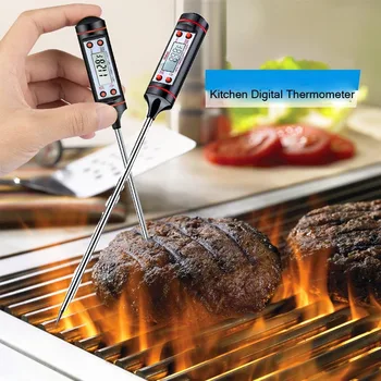 

Digital Kitchen Thermometer LCD Screen Kitchen Cooking Grill BBQ Food Probe Candy Milk Water Meat Thermometer with Battery