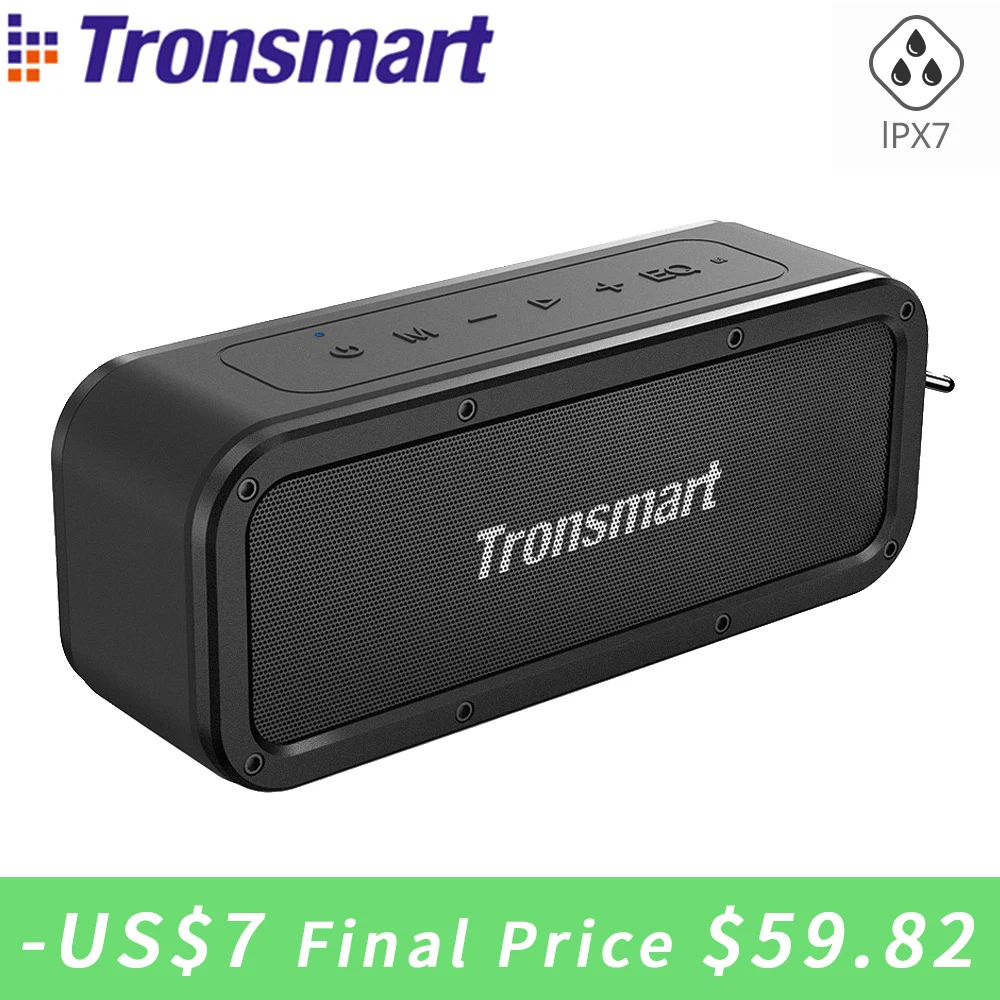 

$7 coupon Tronsmart Force Bluetooth Speaker IPX7 Waterproof Portable Wireless Speaker 40W Microphone Loudspeaker with Subwoofer