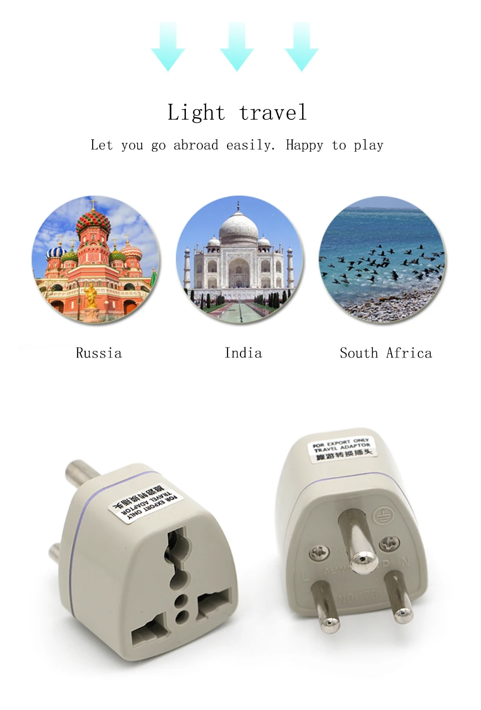 Portable Universal Plug to Small South Africa Plug AC Power Outlet Adapter Converter Socket Travel Converter 2500W High Power (3)