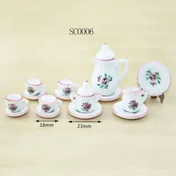 1/12 Кукольный миниатюрные аксессуары мини-керамика Чай набор моделирования чайник пластины чашка-модель игрушки для украшение для