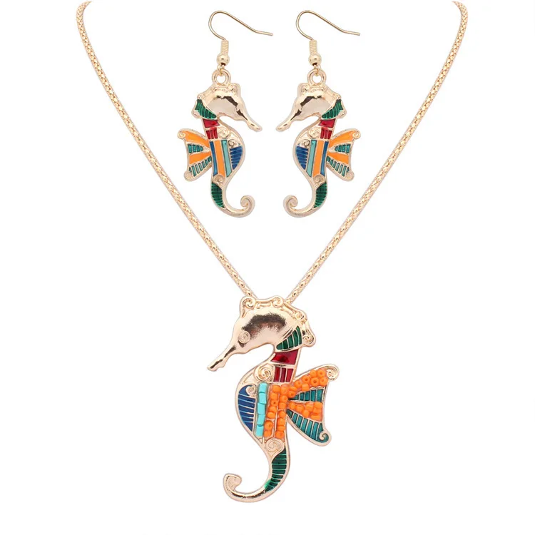 

Statement necklace Sets Vintage Dolphin wings long Necklaces & Pendants Earrings jewelry sets for women bridal parure bijoux