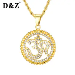 D & Z Gold Цвет Кристалл древней Индии санскрит Ом АУМ кулон Цепочки и ожерелья для Для мужчин Для женщин Винтажная бижутерия