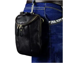 Оригинальная кожаная мужская повседневная модная маленькая сумка через плечо дизайнерский крючок поясной ремень пакет чехол для телефона 611-25b