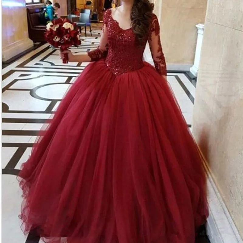 winter-2018-stunning-long-sleeve-bridal-wedding-dresses-red-scoop-neck-shiny-beaded-lace-bodice-puffly-a-line-tulle-red-wine-wedding-gowns_
