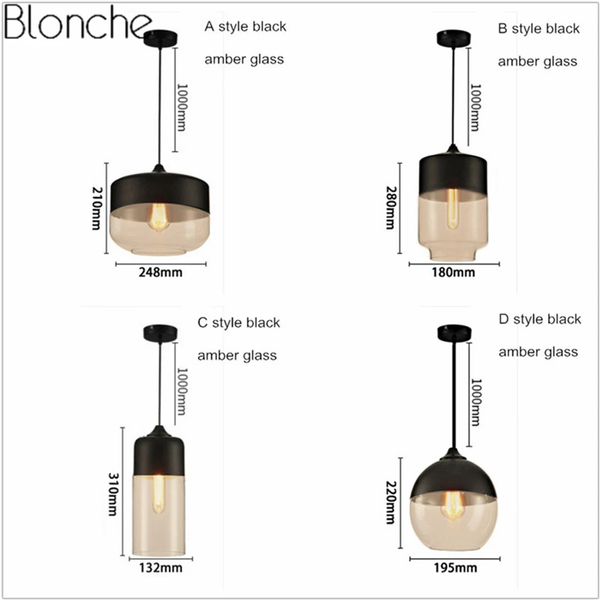 Подвесной светильник из скандинавского стекла s Led Лофт подвесной светильник Современный E27 промышленный Декор Светильник для кухни спальни Домашний Светильник