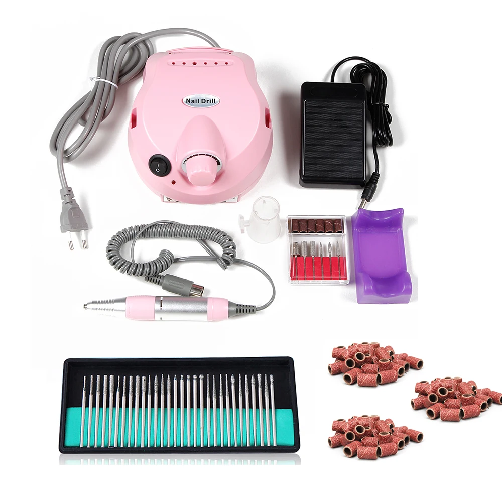 

30000RPM Nail Electric Apparatus for Manicure 30PCS Nail Drill Kit 300PCS Sanding Bands Set US EU Nail Pedicure Machine Set
