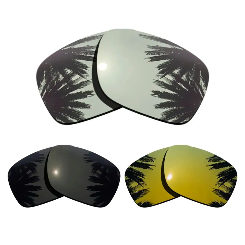 Поляризованные зеркальные линзы с зеркальным покрытием для замены-оправа в стиле Окли Холбрук разных цветов - Цвет линз: Silver-Black-Gold