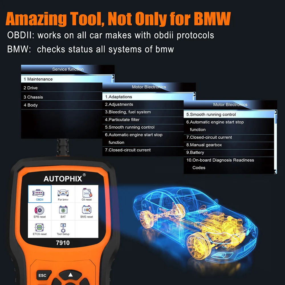 Autophix 7910 Профессиональный OBD2 автомобильный диагностический инструмент для E39 E60 E87 TPMS SAS DPF Сброс масла полная система OBD 2 Автомобильный сканер