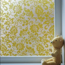 Высокое качество статическое цепляться золотой цветок конфиденциальности пленка защитное окно блок элегантное Европейское стекло Наклейка Декор 45 см* 300 см