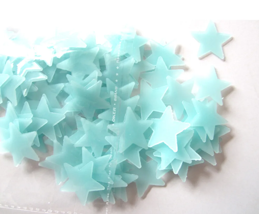 

New 100PC Kids Bedroom Fluorescent Glow In The Dark Stars Wall Stickers Living room 3D Stickers drop shipping#T2