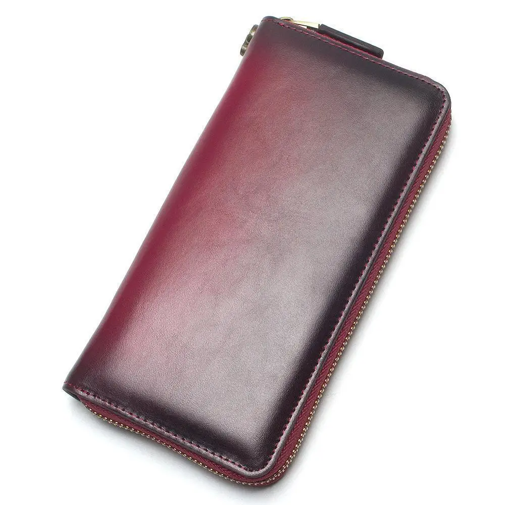 

Brand Designer Women Genuine Leather Long Wallet Fashion Zipper Coin Purse Hand Package Function Mobile Phone Clutch Bag