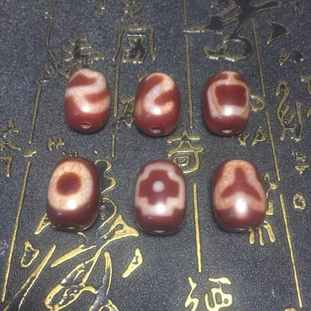 

Tibet DZI agate beads 15*20mm red fire for Dark grain DZI Money hook Bodhi lotus Aquarius Cross Buddha men&women jewelry DIY