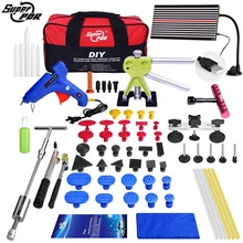 PDR tool kit Paintless Dent Repair Dent removal Tools LED Lamp Reflector Board slide hammer pulling bridge glue gun for car tool