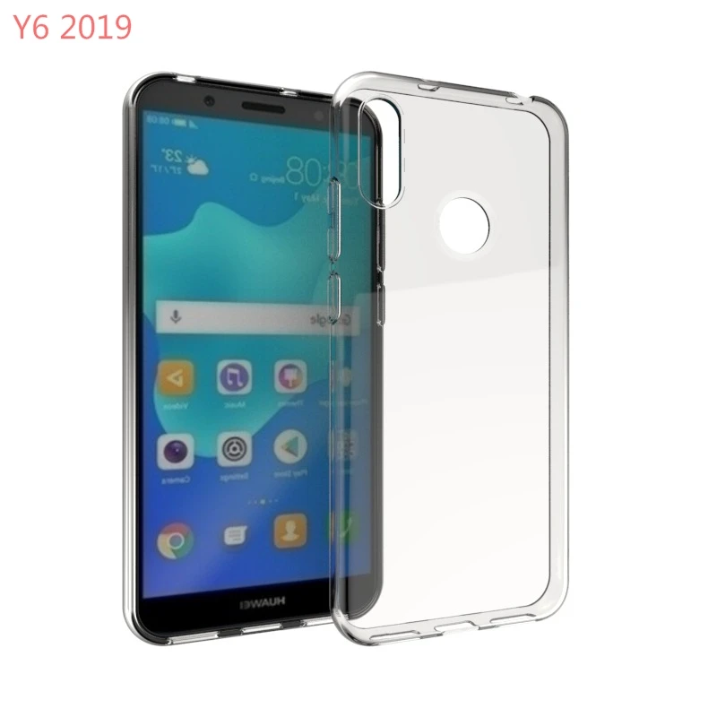 100 шт./лот прозрачные гладкий Чехол из силикона и ТПУ с принтом для huawei Y6