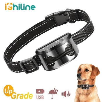 

Pet Dog Rechargeable Anti Bark Collar Control Train Waterproof Stop Barking Dog Waterproof Ultrasonic Training Collars
