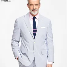Однобортный пользовательские Для мужчин Костюмы человек классический синий и белый в полоску шерстяные Марка Бизнес Свадебный Slim Fit костюм с брюки смокинг