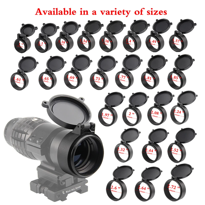 Rifle Scope Lens Cover 25.4-69MM Flip Up Quick Spring Protection Cap Objective Lense Lid for Hunting Caliber 37-0043,rifle scope lens cover,rifle scope protector