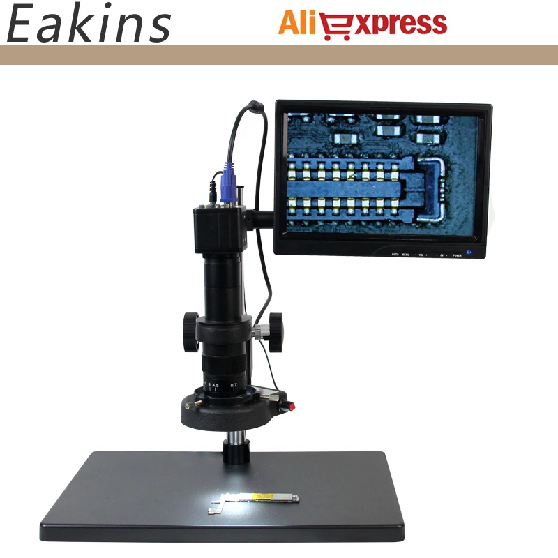 

1080P VGA industrial video microscope with Big boom stand +8inch monitor for mobile phone PCB repair