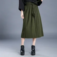 Весна и осень юбка с длинным разрезом с высокой талией с меховыми помпонами женские плиссированные юбки длинная юбка диких был тонкий