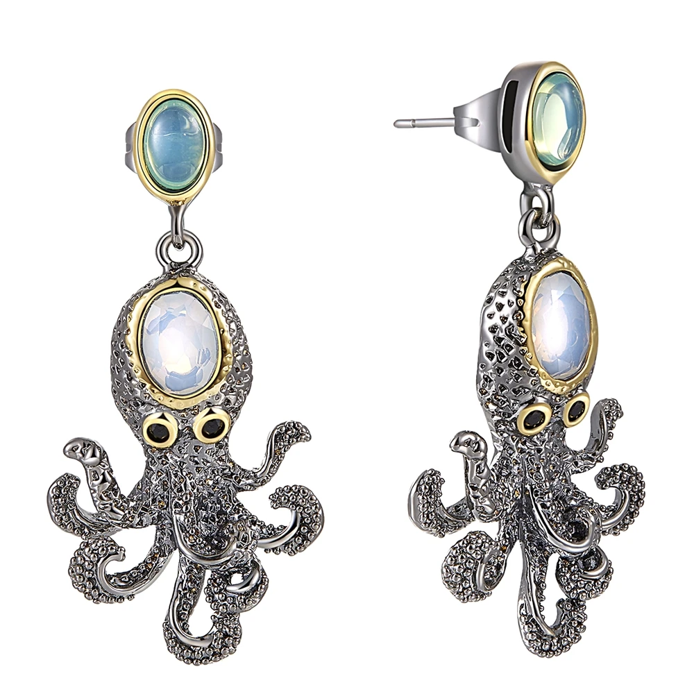 WE3875-1 octopus earrings vintage antique gothic jewelry women cz zircon (1)