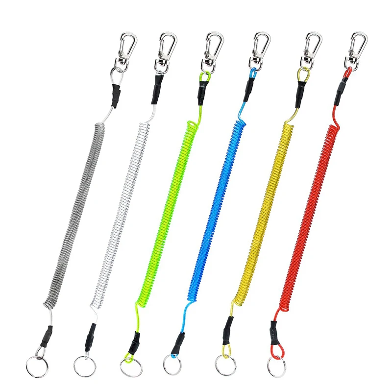 

Fashion Elastic Coil Stretch Tether Key chain Buckles For Fishing Lobster Clasp Hook Lockable Key Cord key koord Sleutel For Men