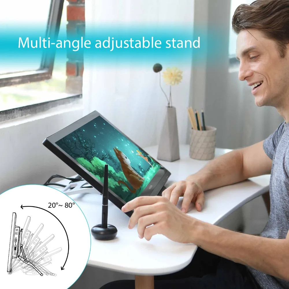 Günstig HUION KAMVAS GT 191 V2 8192 Ebenen Stift Tablet Monitor Batterie freies Pen Display Monitor IPS HD Zeichnung Monitor mit AG Glas