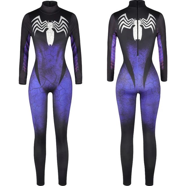 Red Black Spider Man One Piece Swimsuit Turtleneck Rash Guard Swimwear Halloween Women Jumpsuits