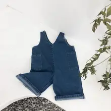 Новые модные джинсовые комбинезоны для девочек и мальчиков весенние Широкие штаны для мальчиков и девочек 1-6 лет PE628