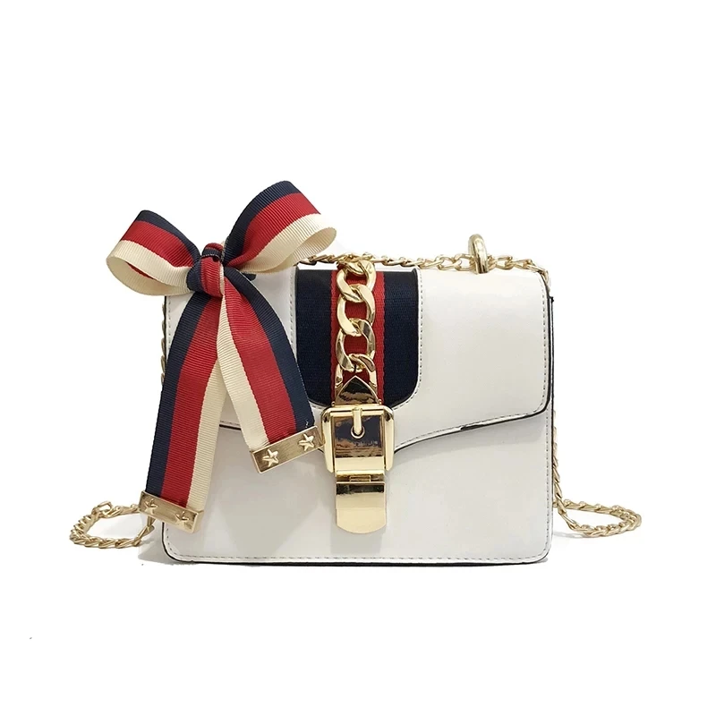 

JUILE New Womens Fashion Ribbon Decorative Crossbody Bag INS Same Style Exquisite Chain Shoulder Bag Women's Travel Bag Handbag