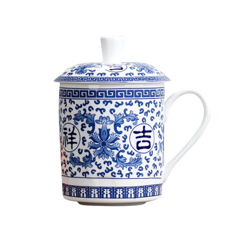 

500ml Jingdezhen China Ceramic water cup Home bone china mug with cover office mug Business gift cup Free Shipping