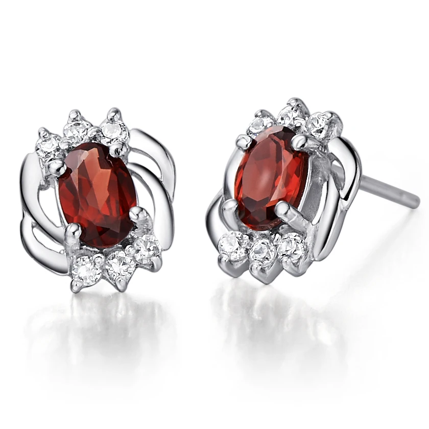 

Natural Garnet Earrings Stud 925 Sterling silver Woman Fine Elegant Red Gem Jewelry Girl Birthstone Valentine Birthday Love Gift