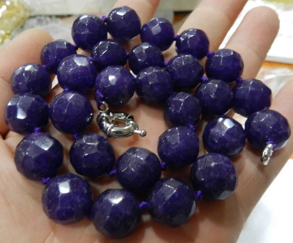 

huij 004650 Faceted shape Amethyst beads necklace