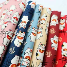 Наполовину ярд импорт мультфильм позолоченный счастливый кот печати ткань, ручная работа DIY лоскутное шитье рот Золотая посылка мешок ткань CR-A401