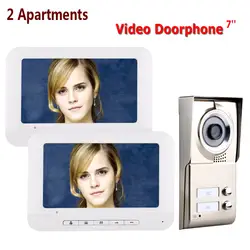 MAOTEWANG 7 дюймов ЖК-дисплей 2 квартиры видео дверь домофон Системы IR-CUT HD 1000TVL Камера дверной звонок Камера