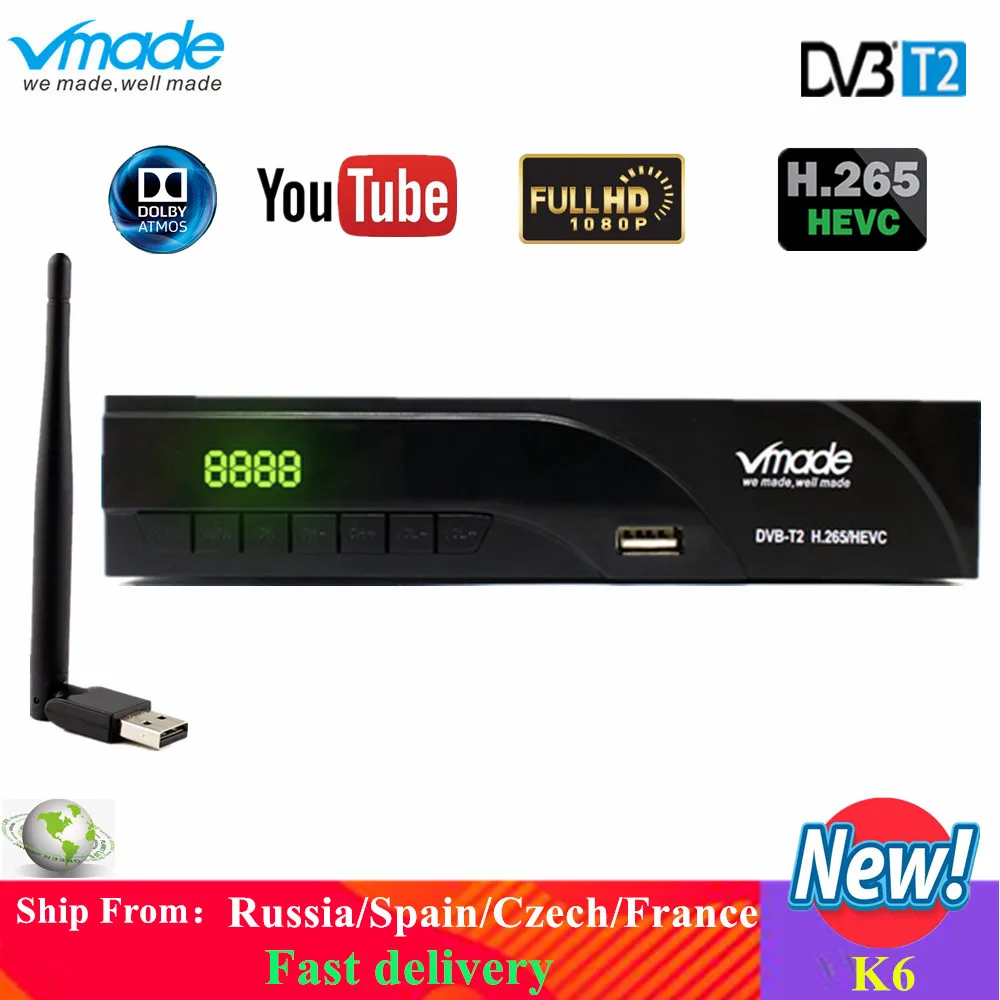 Najtaniej Najnowszy DVB T2 odbiornik cyfrowy obsługuje FTA H.265 HEVC DVB T h265 hevc dvb t2 gorąca sprzedaż europa rosja czechy niemcy