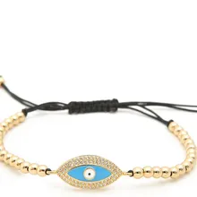 Золото Серебро Микро-паве cz кубический цирконий веревка отрегулировать браслет из медного бисера x43 Турецкий Дурной глаз очаровательные плетеные браслеты