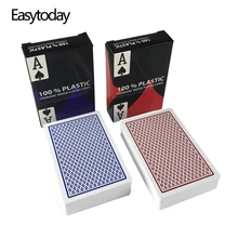 Easytoday 2Pcs/set Waterproof PVC Poker Cards Red And Blue Entertainment Baccarat Playing Cards Texas Hold'em Poker Games